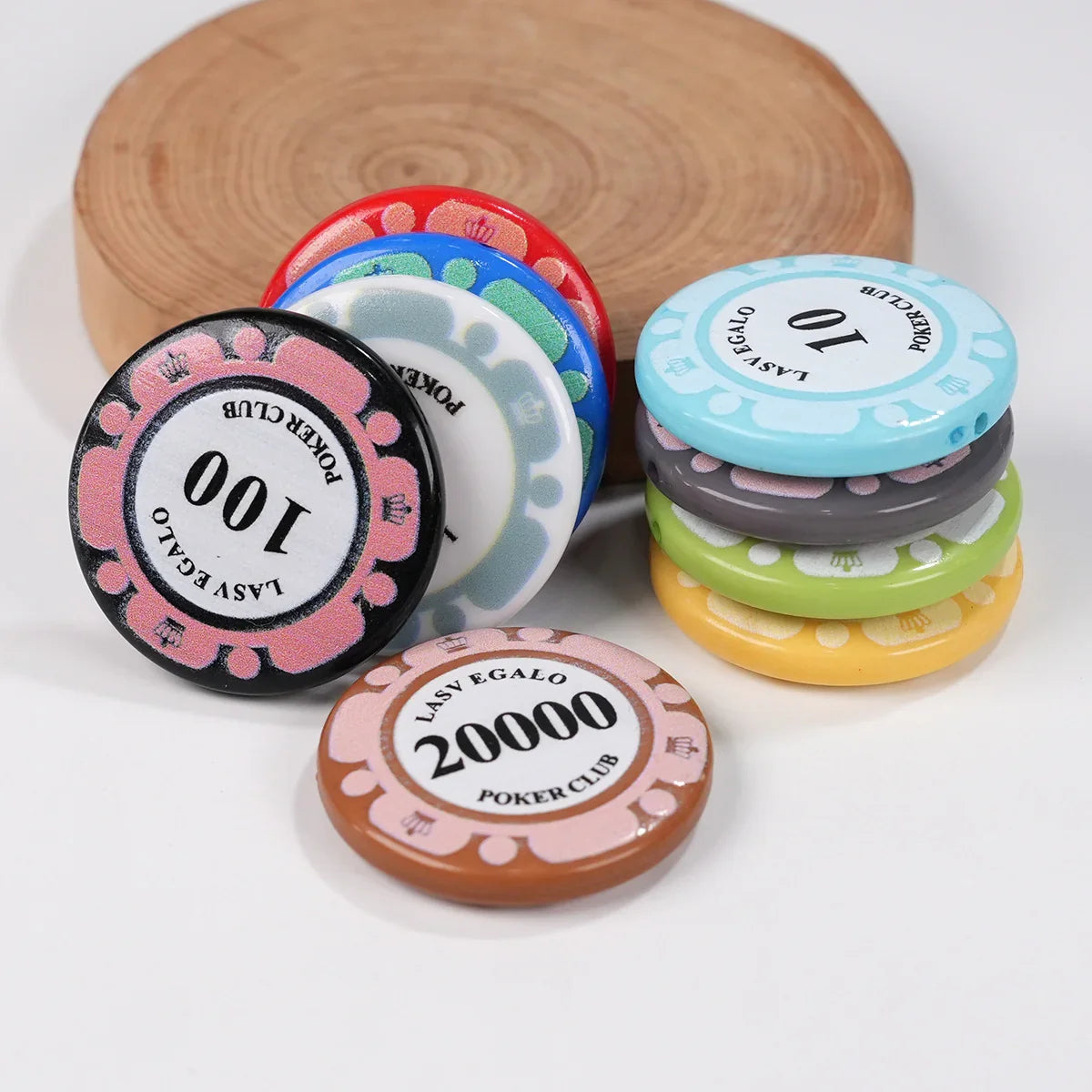 Color Printed Acrylic Chips and Round Beads