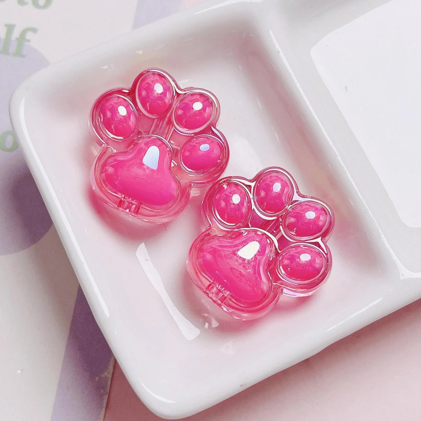 Acrylic Colorful Transparent Cute Cat Claw Vertical Hole Beads Length 26mm, hole diameter about 4mm