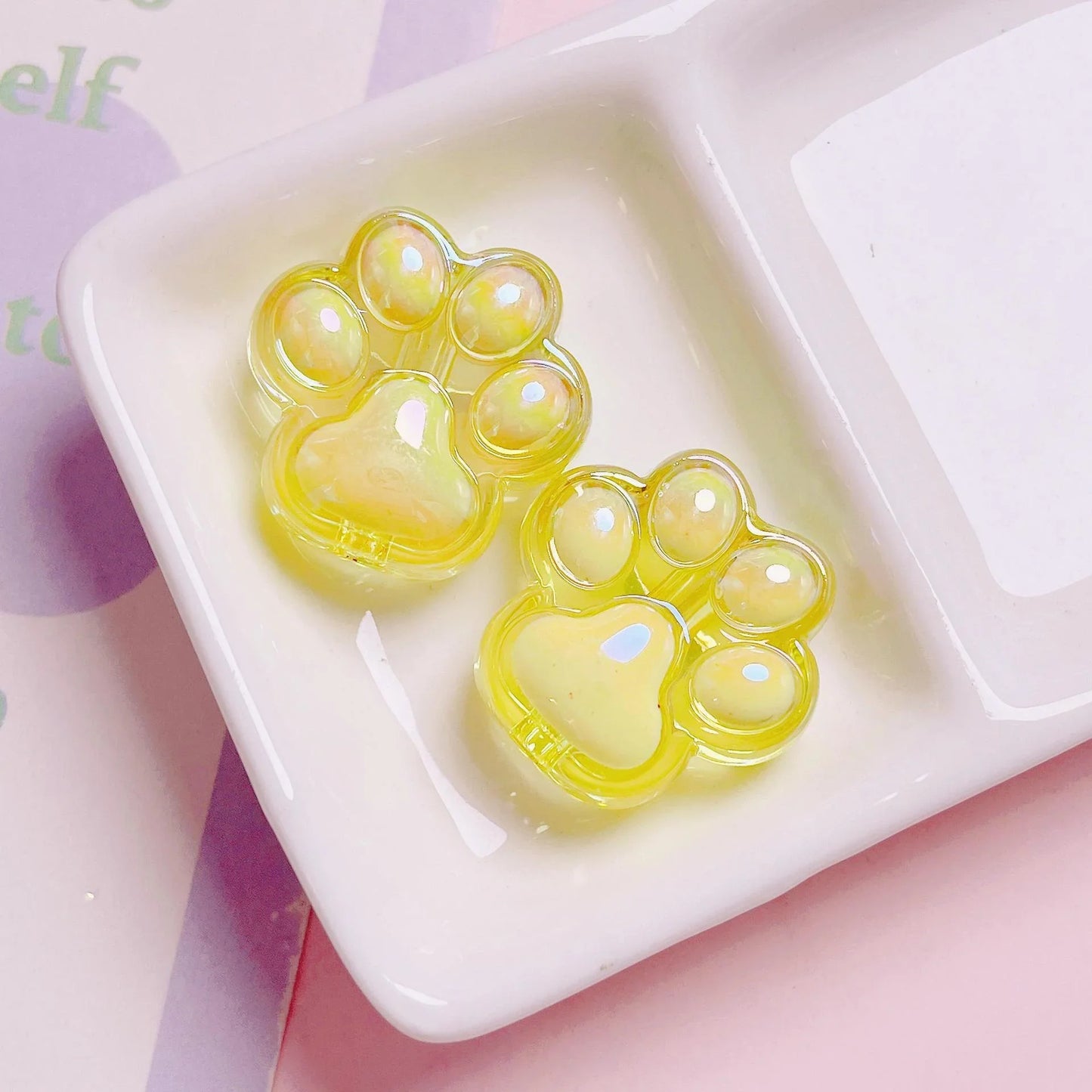 Acrylic Colorful Transparent Cute Cat Claw Vertical Hole Beads Length 26mm, hole diameter about 4mm
