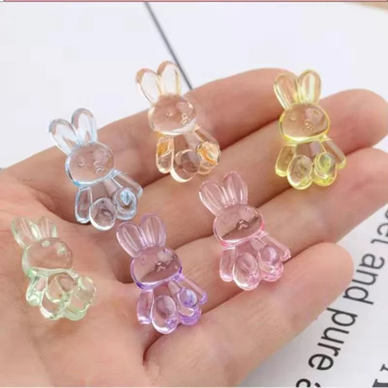 Acrylic Transparent Frosted Horizontal Hole Bear Rabbit Acrylic Beads (No holes)