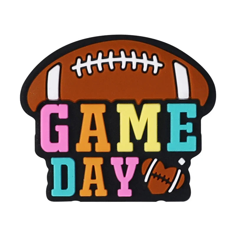 Silicone Focus Beads with Colorful English Letters On Various Ball Game Days
