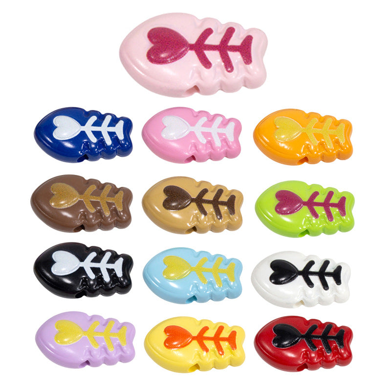Acrylic Colored Lacquer Fishbone Pattern Beads