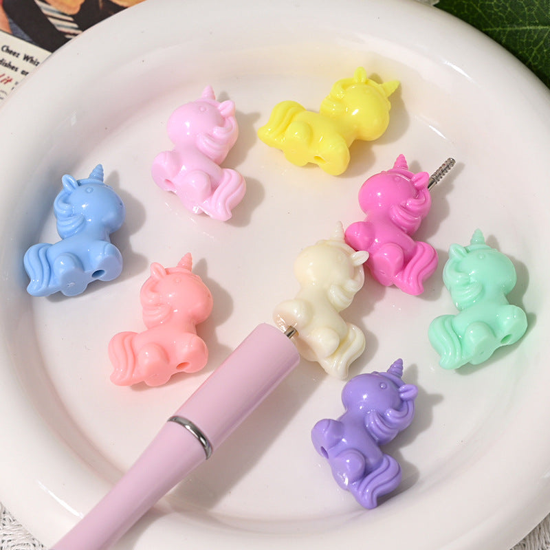 24*26MM Various Colors Acrylic Cartoon Cute Unicorn Straight Hole Beads