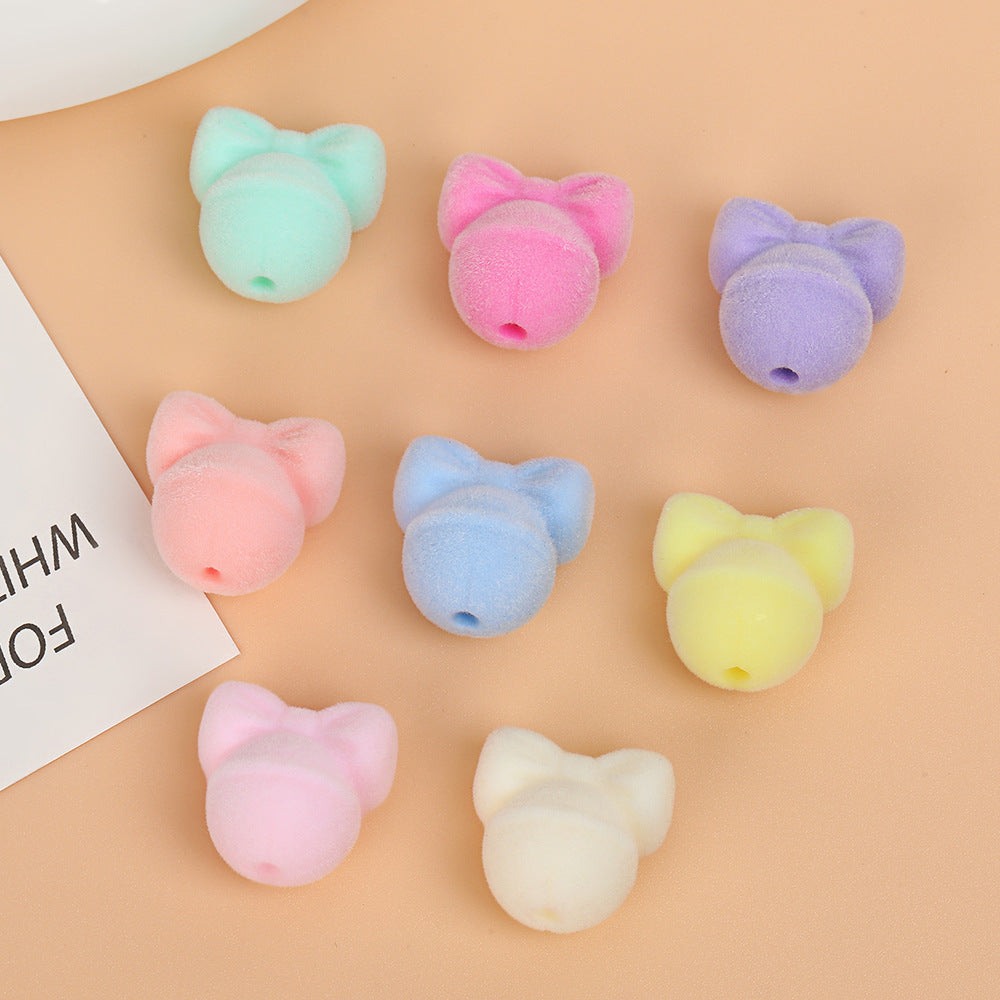 Fluffy Acrylic Bow Bell Shaped Straight Hole Beads