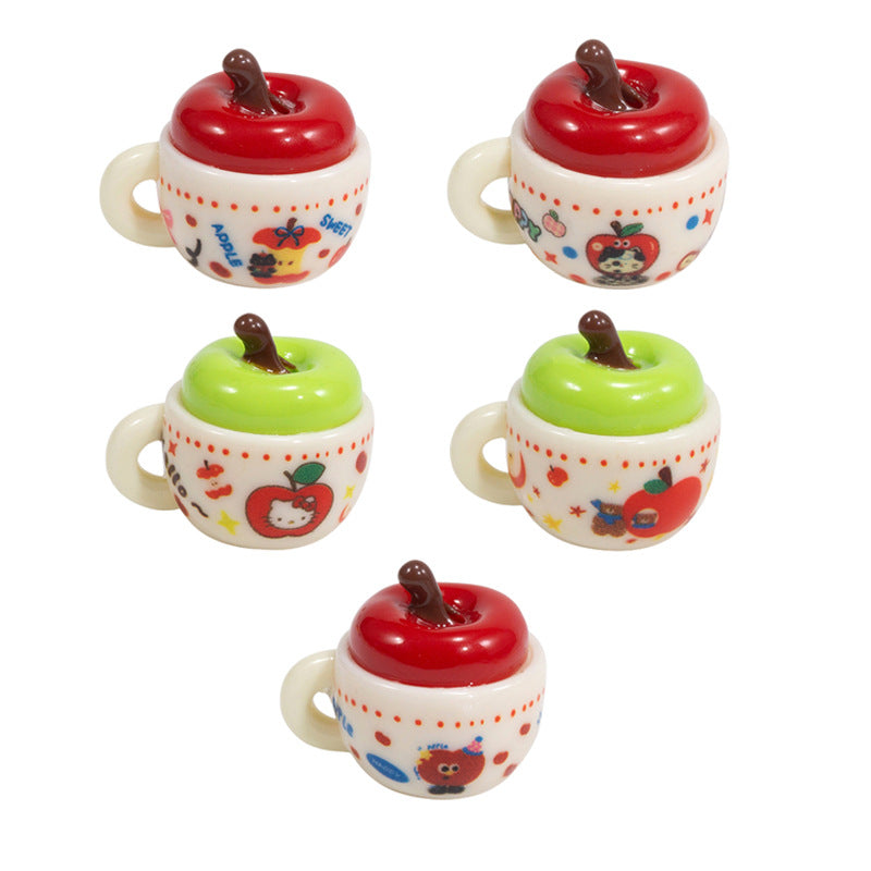 Acrylic Beads In The Shape of Cute Apple Cups with Different Patterns