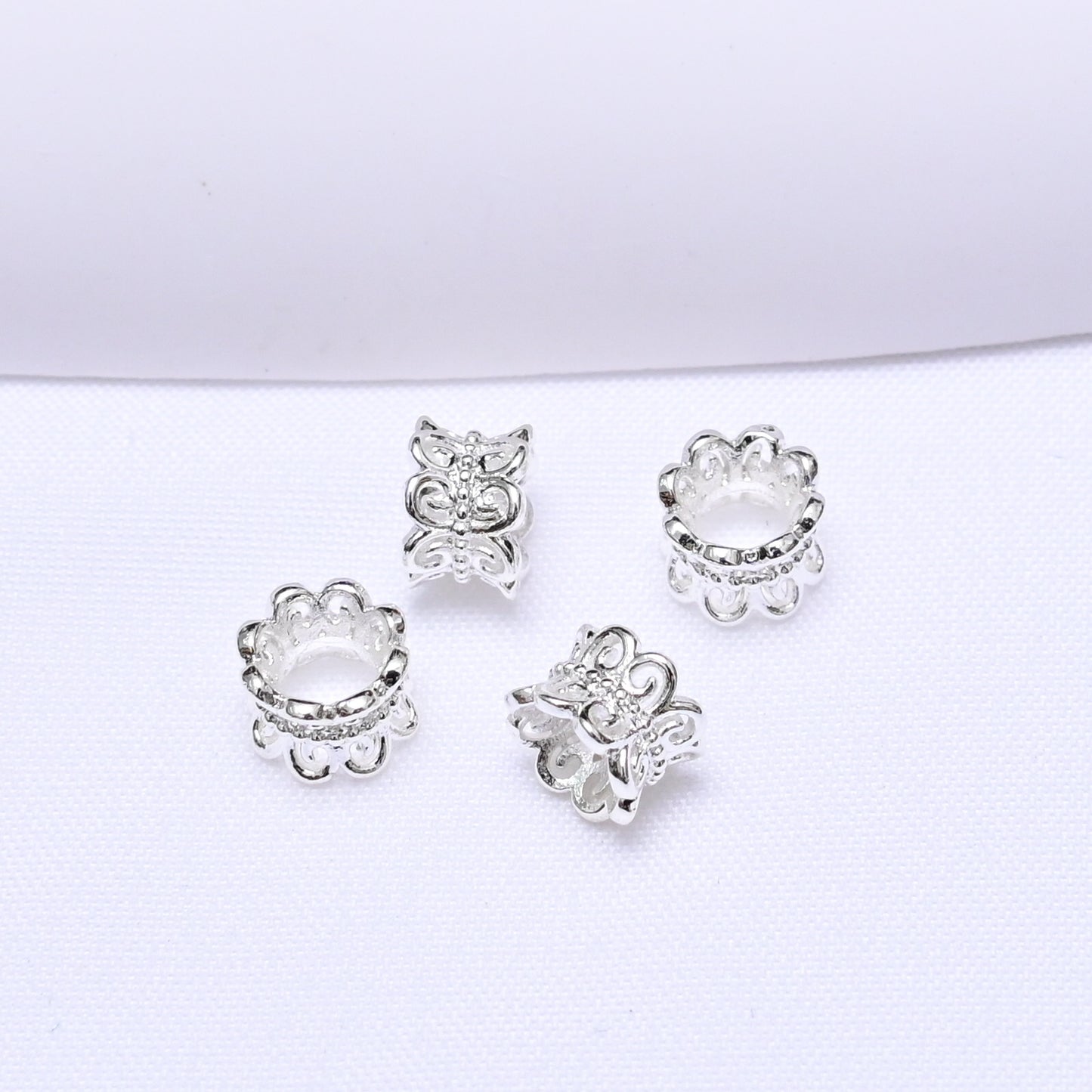 Gold and Silver Hollow Petal Spacer Beads