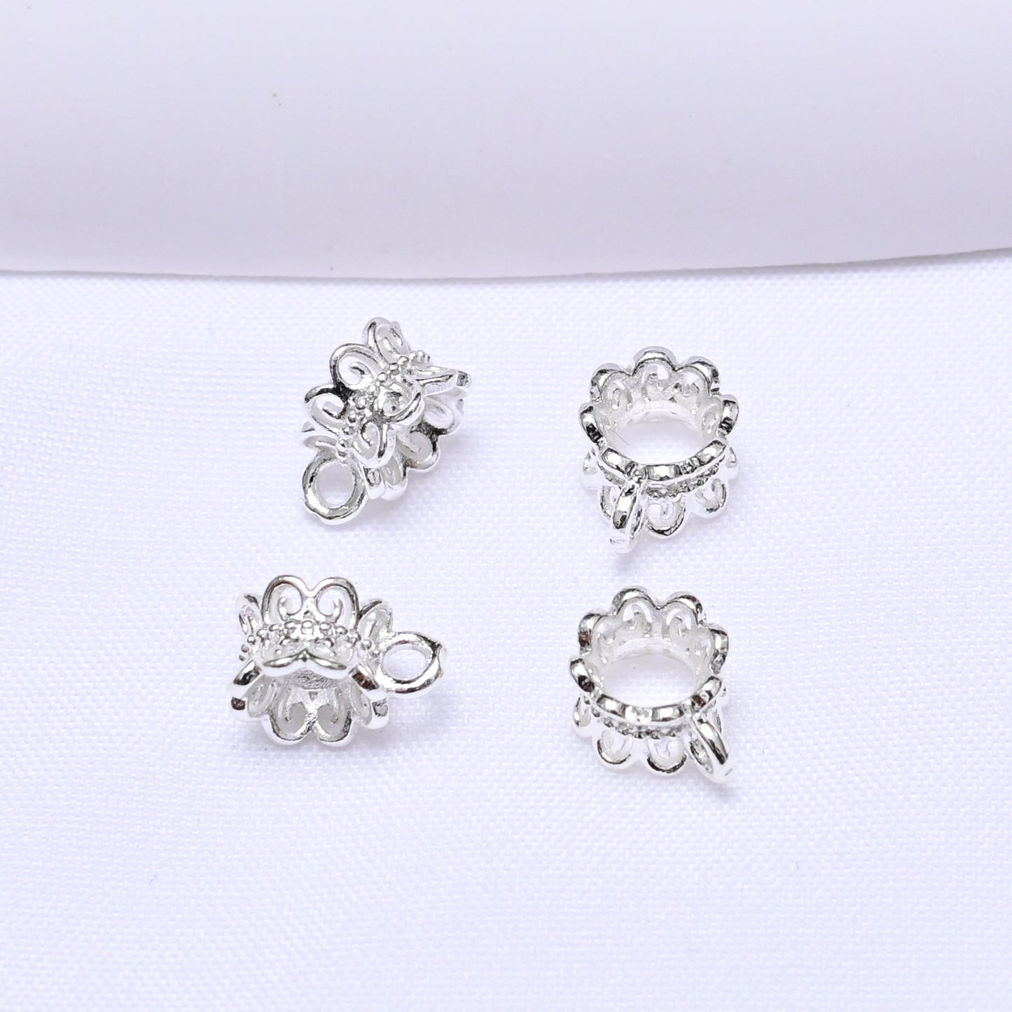 Gold and Silver Hollow Petal Spacer Beads