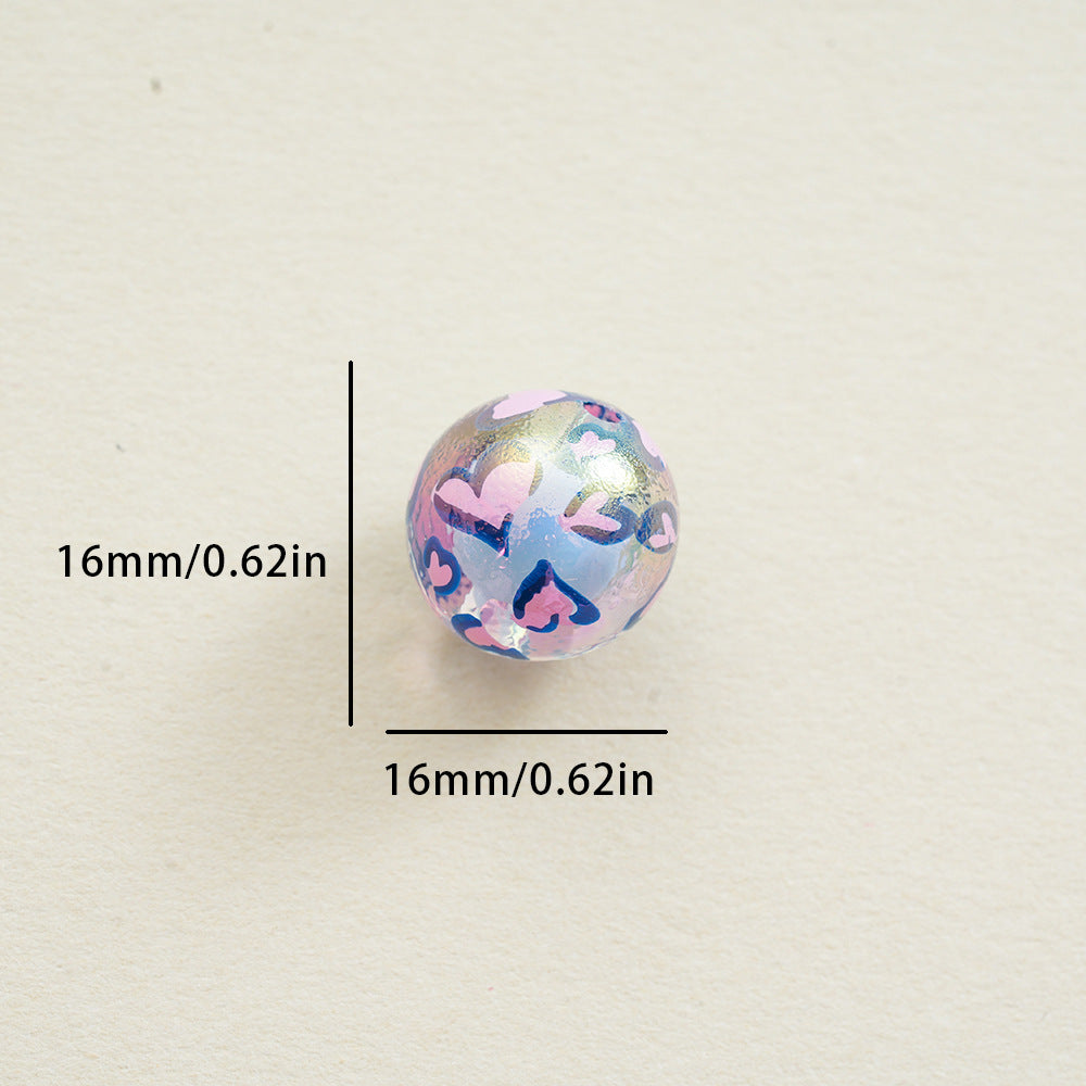 16mm Printed Two-color Heart Double-layer Acrylic Straight Hole Beads