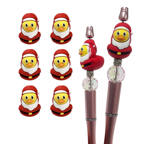 3D Duck Wearing Red Clothes and Christmas Hat Silicone Focus Beads