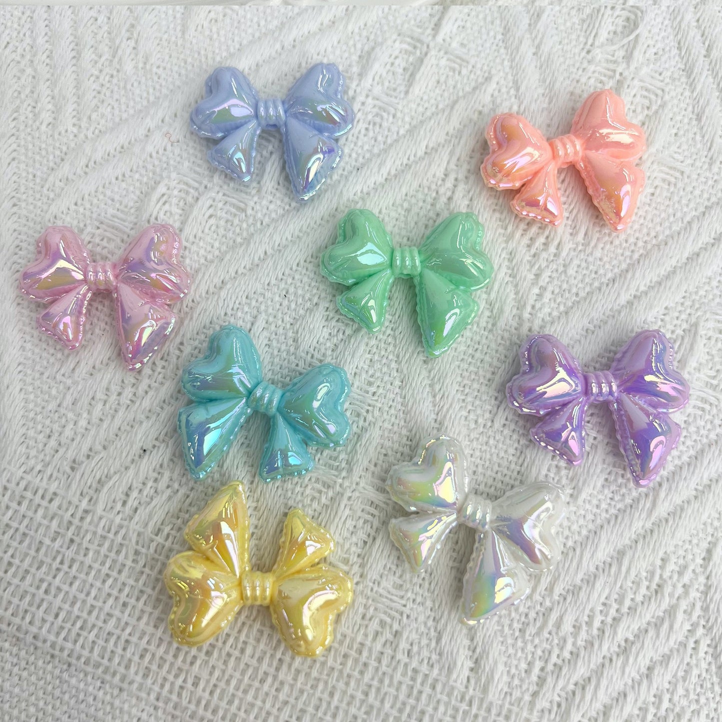 Colorful Lace Balloon Bow Acrylic Straight Hole Beads