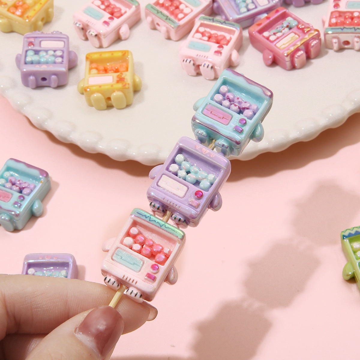 Colorful Cute Capsule Machine Acrylic Straight Hole Beads