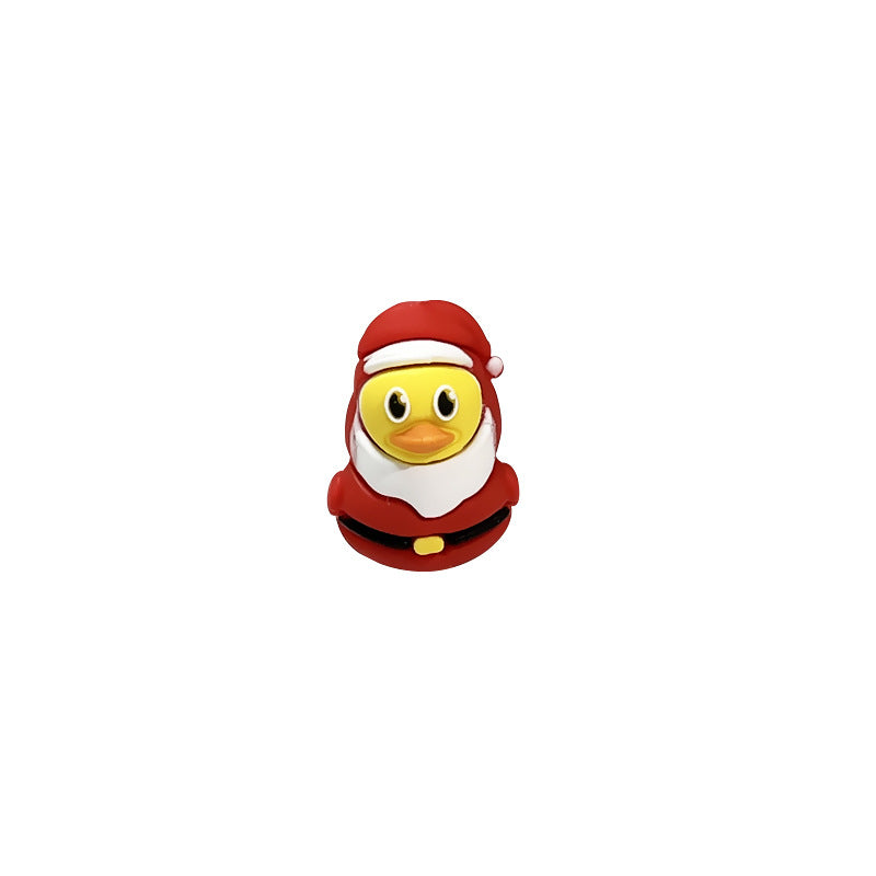 3D Duck Wearing Red Clothes and Christmas Hat Silicone Focus Beads