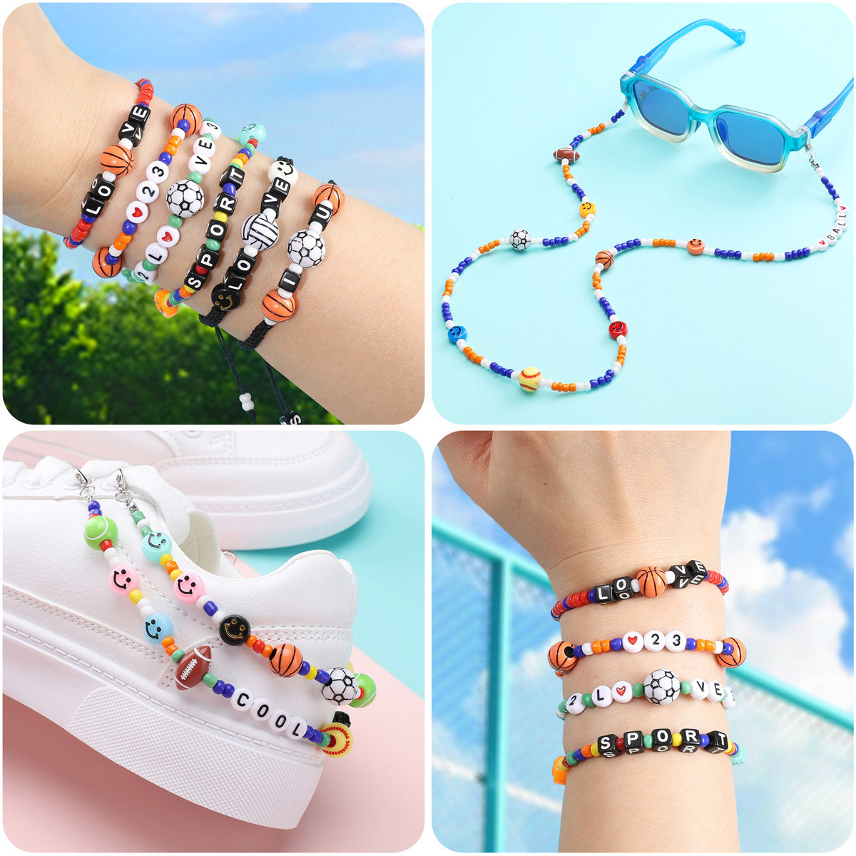 24-grid Boxed Handmade DIY Sports Ball Letter Bead Set - Beadable Cat