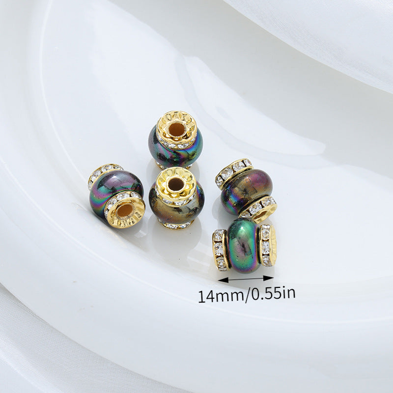 Acrylic Coated Lantern Beads Candy Ribbon with Drilled Large Hole Beads