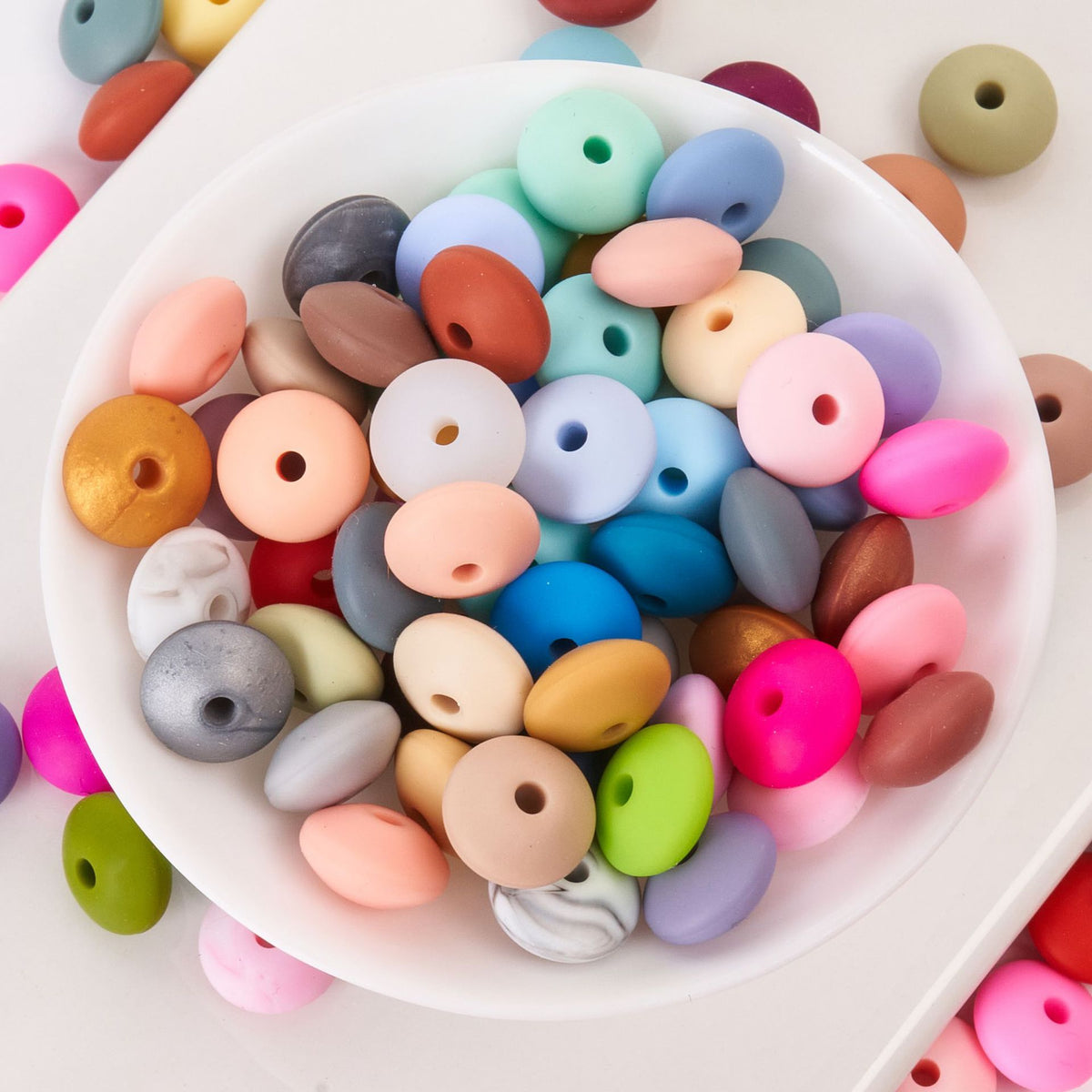 12mm Colored Flat Silicone Focal Beads | Silicone Focal Bead for DIY Keychain & Pen Wrap
