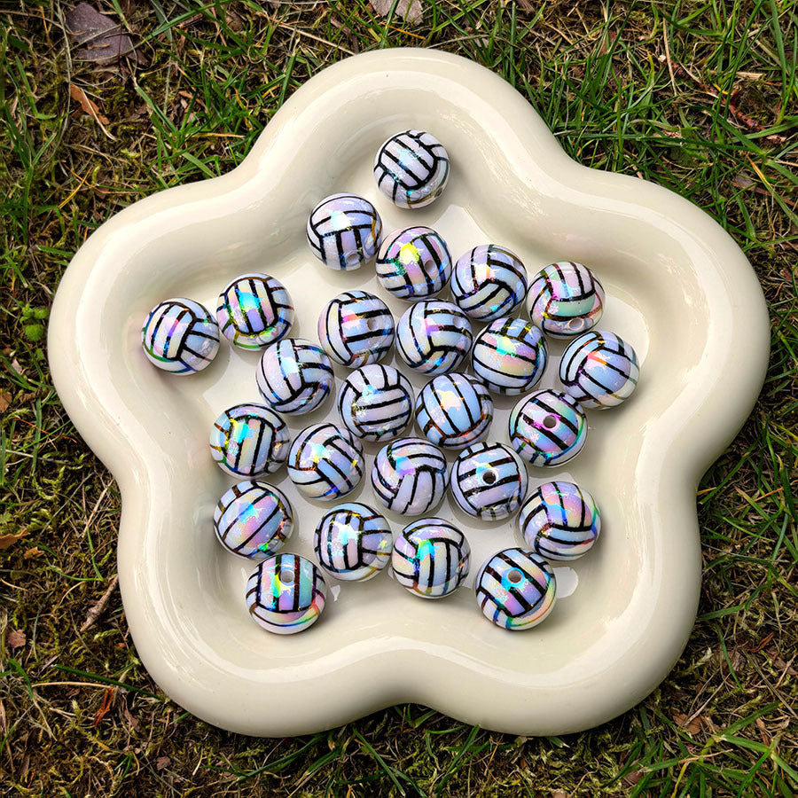 16mm Iridescent Sports Ball Beads, AB Color Acrylic Beads for | Acrylic Bead for DIY Bracelet Keychain Jewelry Making