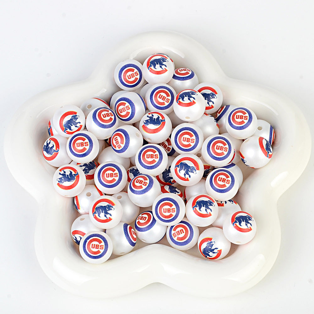 MLB Team Logo Inspired 16mm Chunky Pearl Beads for DIY Pens & Jewelry | DIY Sports Fan Bracelet & Keychain Craft Bead