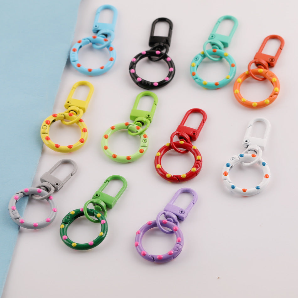Polka Dot Candy Color Swivel Clasp - 53mm Lacquered Gate Buckle with 25mm Patterned | DIY Keychain Bracelet Making Supply
