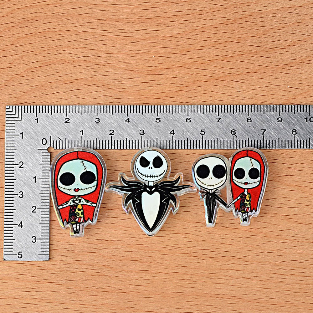 Jack and Sally Acrylic Focal Beads for Beadable Pens, Spooky Halloween Christmas Couple Character Beads for Keychain Making, DIY Craft Supplies