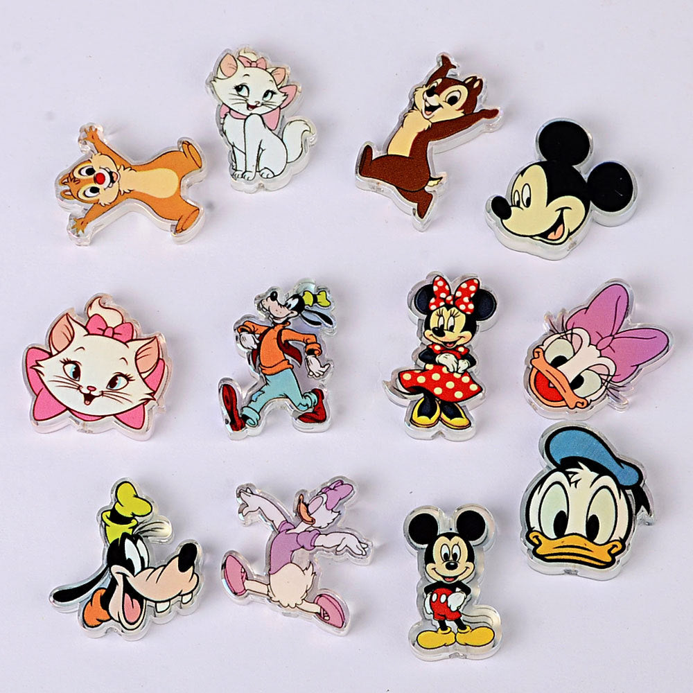 Classic Cartoon Mouse Acrylic Focal Beads for Beadable Pens, Cute Donald Duck Marie Cat Beads Mix, Anime Animal Charms for Keychain DIY Crafts