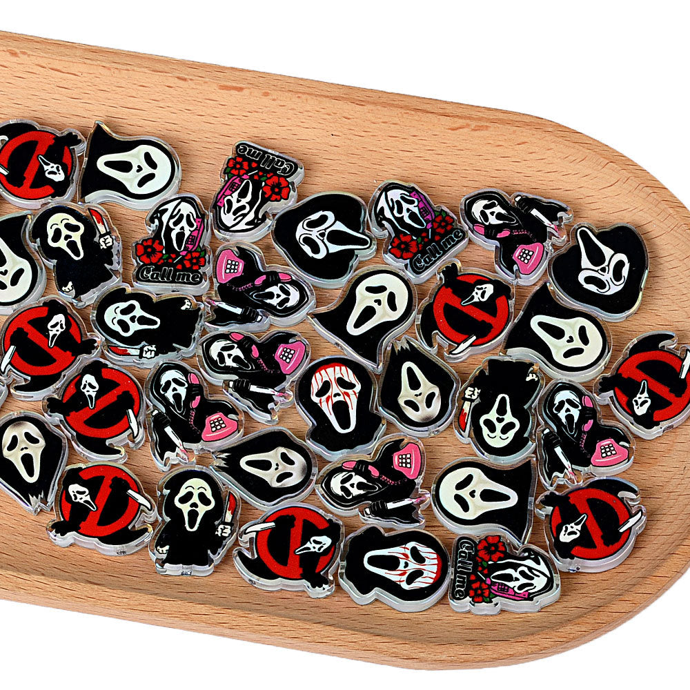 Scream Ghostface Acrylic Focal Beads, Scary Horror Movie Large Hole Loose Beads for Beadable Pens, Keychains & DIY Jewelry Making