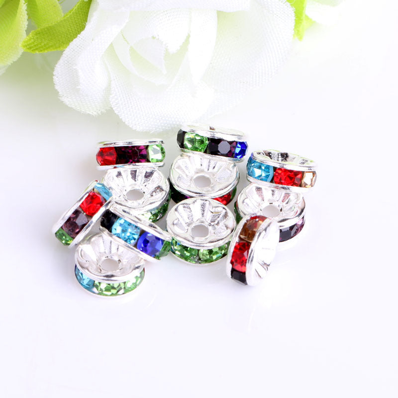 Colored Diamond Ring Spacer Beads Loose Beads Beaded Diamond Spacer Wheel Rim