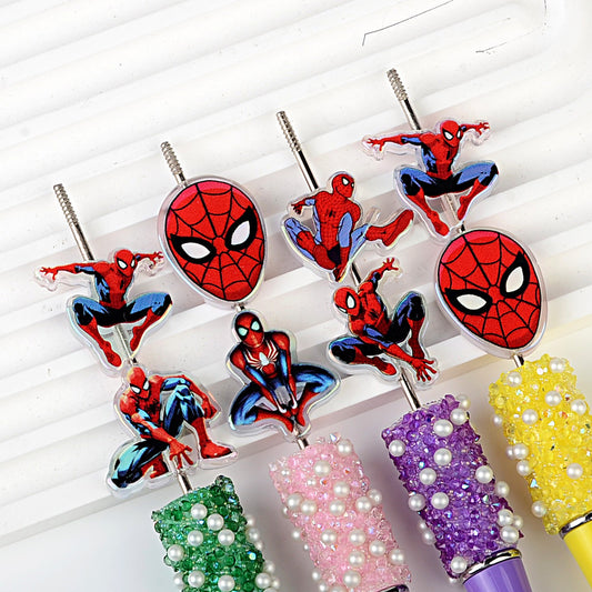 Web Hero Acrylic Focal Beads, Red & Blue Spider Hero Silhouette Charms for Beadable Pens, Keychains & DIY Jewelry Making