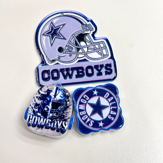 Texas Blue Star Football Acrylic Focal Beads & Charms, Game Day Helmet Jersey Slide Beads for DIY Beadable Pens, Keychains & Fan Crafts
