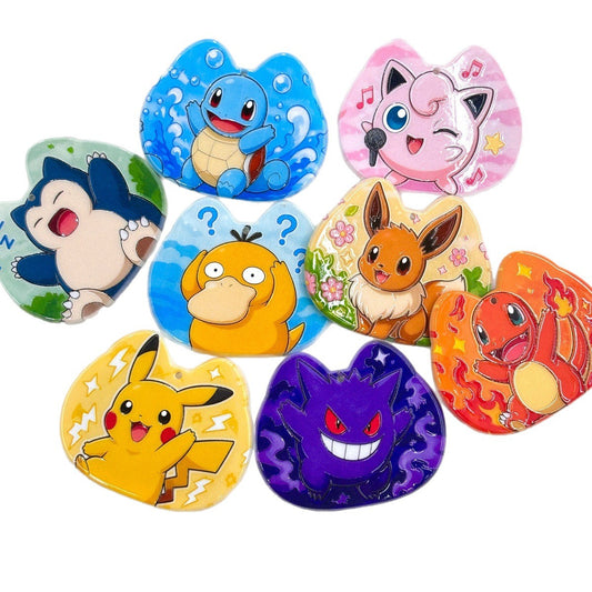 Pokémon Inspired Acrylic Pendant Charms Set, Pikachu Eevee Snorlax Jigglypuff Cat-Ear Charms for Keyrings, Backpack Tags & DIY Crafts