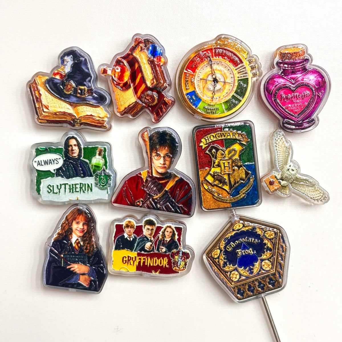 Magic Wizard Academy Acrylic Focal Beads, Fantasy Spell Book Owl & Potion Bottle Slide Beads for DIY Beadable Pens, Keychains & Bookish Crafts