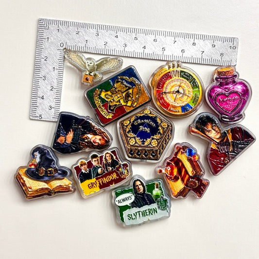 Magic Wizard Academy Acrylic Focal Beads, Fantasy Spell Book Owl & Potion Bottle Slide Beads for DIY Beadable Pens, Keychains & Bookish Crafts