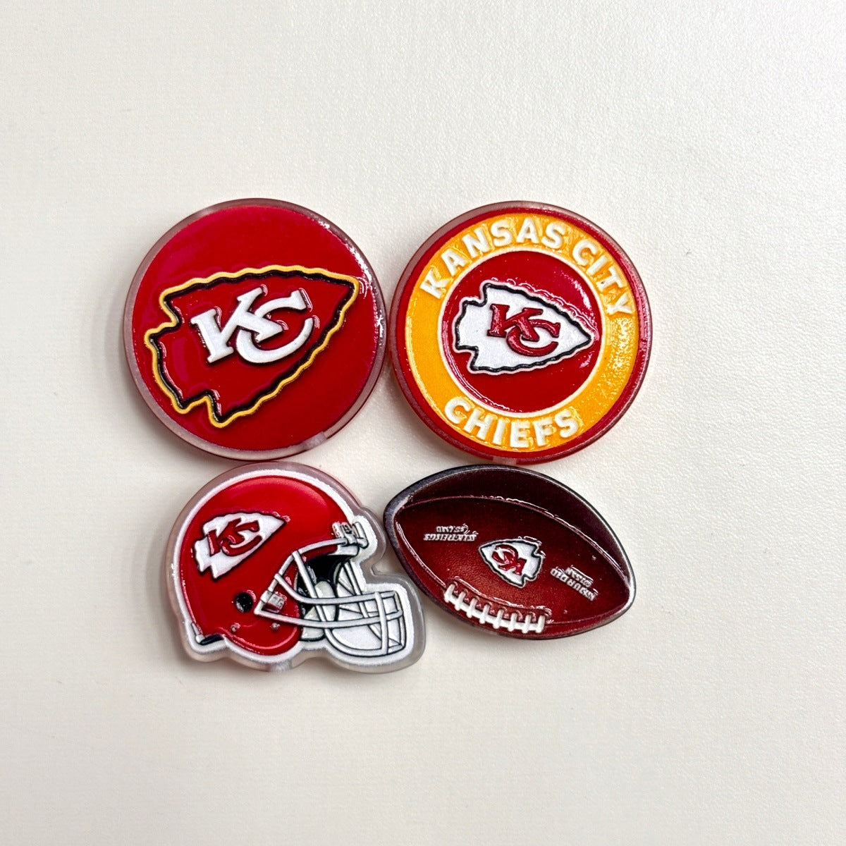 Red & Gold Football Acrylic Focal Beads, Game Day Arrowhead Helmet Lips Slide Beads for DIY Beadable Pens, Keychains & Fan Crafts