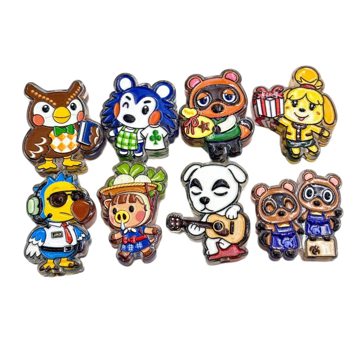 Cute Island Animal Friends Acrylic Focal Beads, Cozy Village Mascot Guitar Dog Turnip Pig Slide Beads for DIY Beadable Pens, Keychains & Gamer Crafts