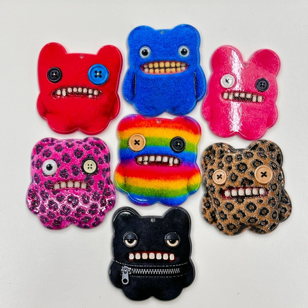 Creepy Cute Ugly Monster Acrylic Focal Beads, Funny Human Teeth Button Eyes Animal Charms for DIY Beadable Pens, Keychains & Oddity Crafts