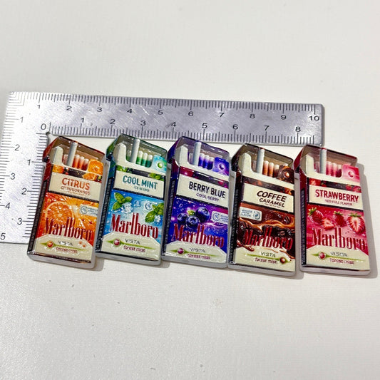 Novelty Fruit Flavor Box Acrylic Focal Beads, Miniature Retro Pocket Pack Charms for DIY Beadable Pens, Keychains & Wristlets