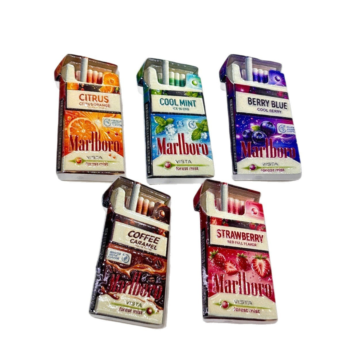 Novelty Fruit Flavor Box Acrylic Focal Beads, Miniature Retro Pocket Pack Charms for DIY Beadable Pens, Keychains & Wristlets