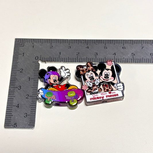 Cute Cartoon Mouse & Duck Friends Acrylic Focal Beads, Retro Couple & Sports Car Printed DIY Charms for Beadable Pens, Keychains & Wristlets