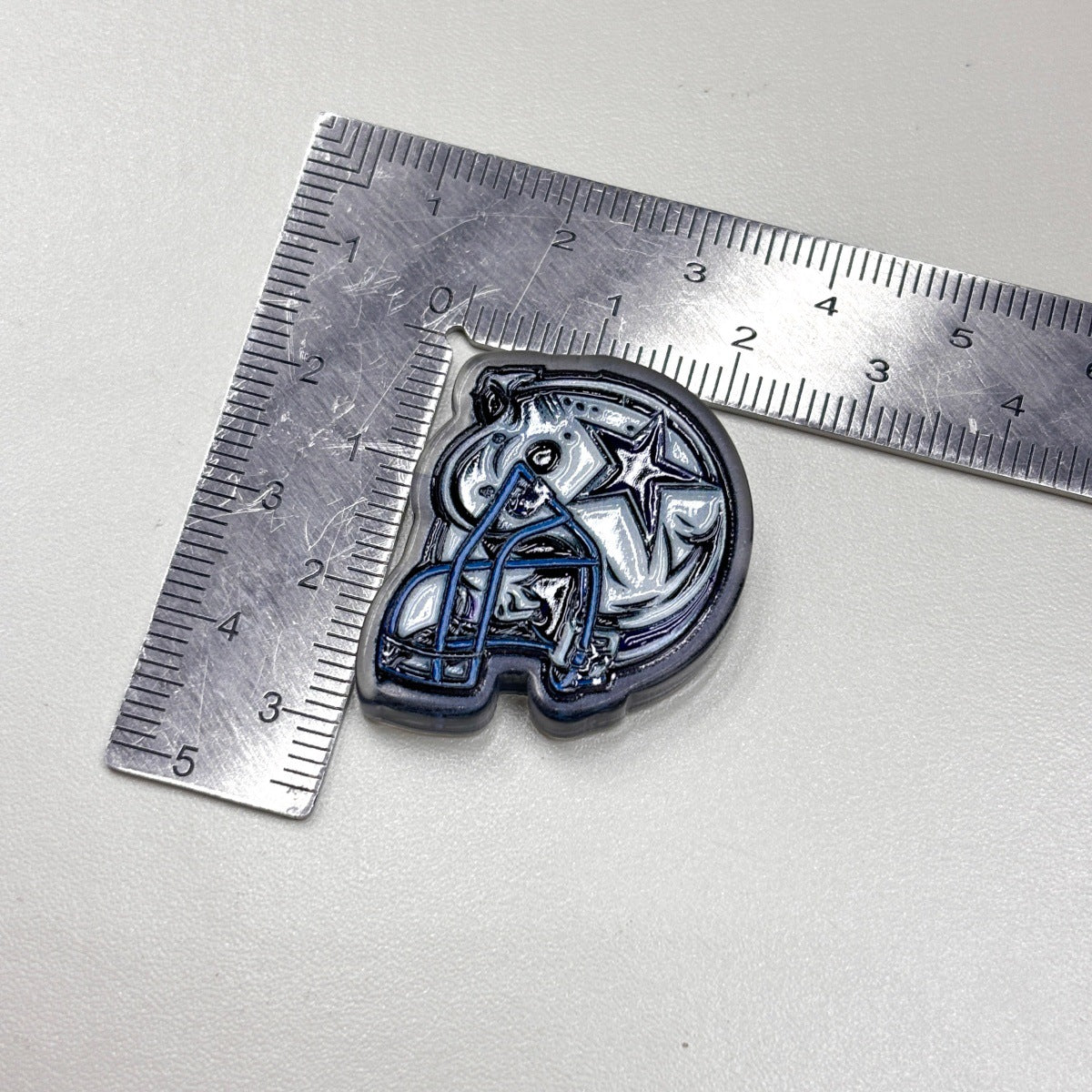 Texas Blue Star Football Acrylic Focal Beads, Silver & Blue Helmet Lone Star Slide Beads for DIY Beadable Pens, Keychains & Fan Crafts