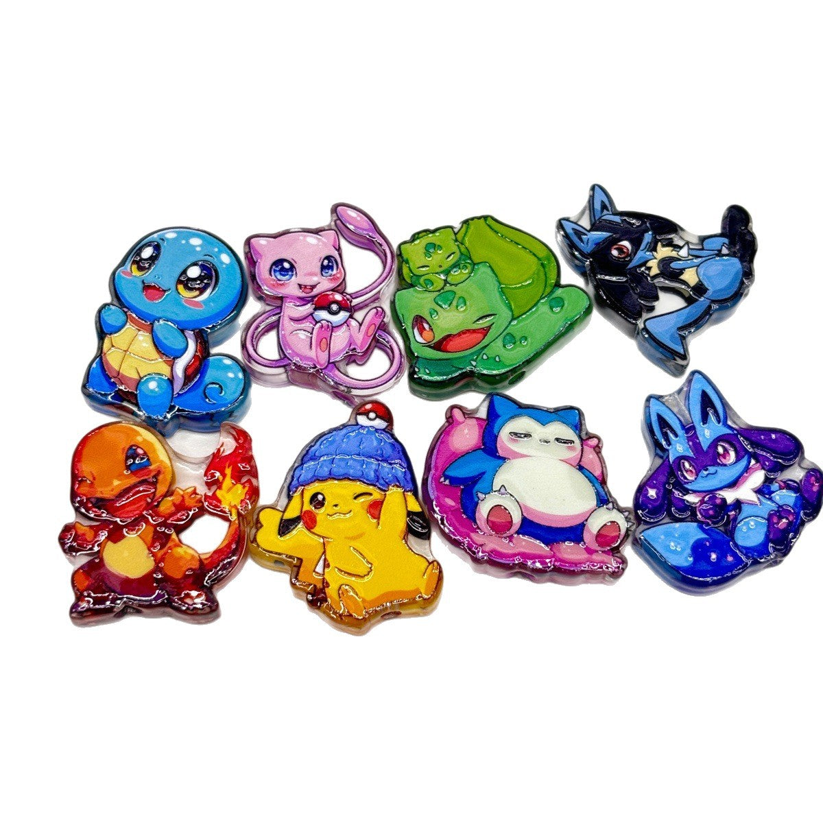 Cute Anime Monster Creature Acrylic Focal Beads, Winter Hat Electric Mouse & Flame Dragon Slide Beads for DIY Beadable Pens, Keychains & Gamer Crafts