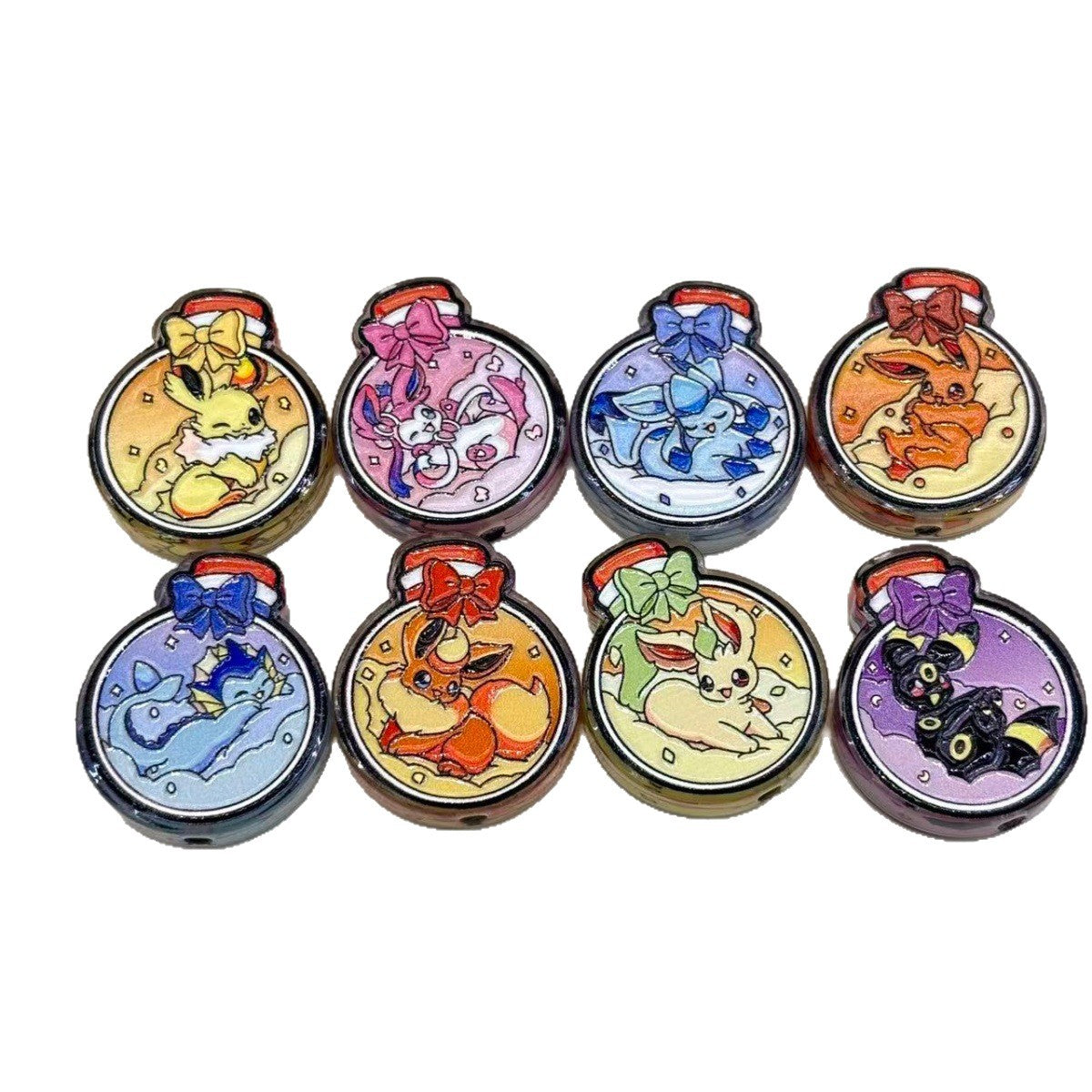Cute Elemental Fox Creatures Potion Bottle Acrylic Focal Beads, Kawaii Magic Jar Printed Charms for DIY Beadable Pens, Keychains & Wristlets