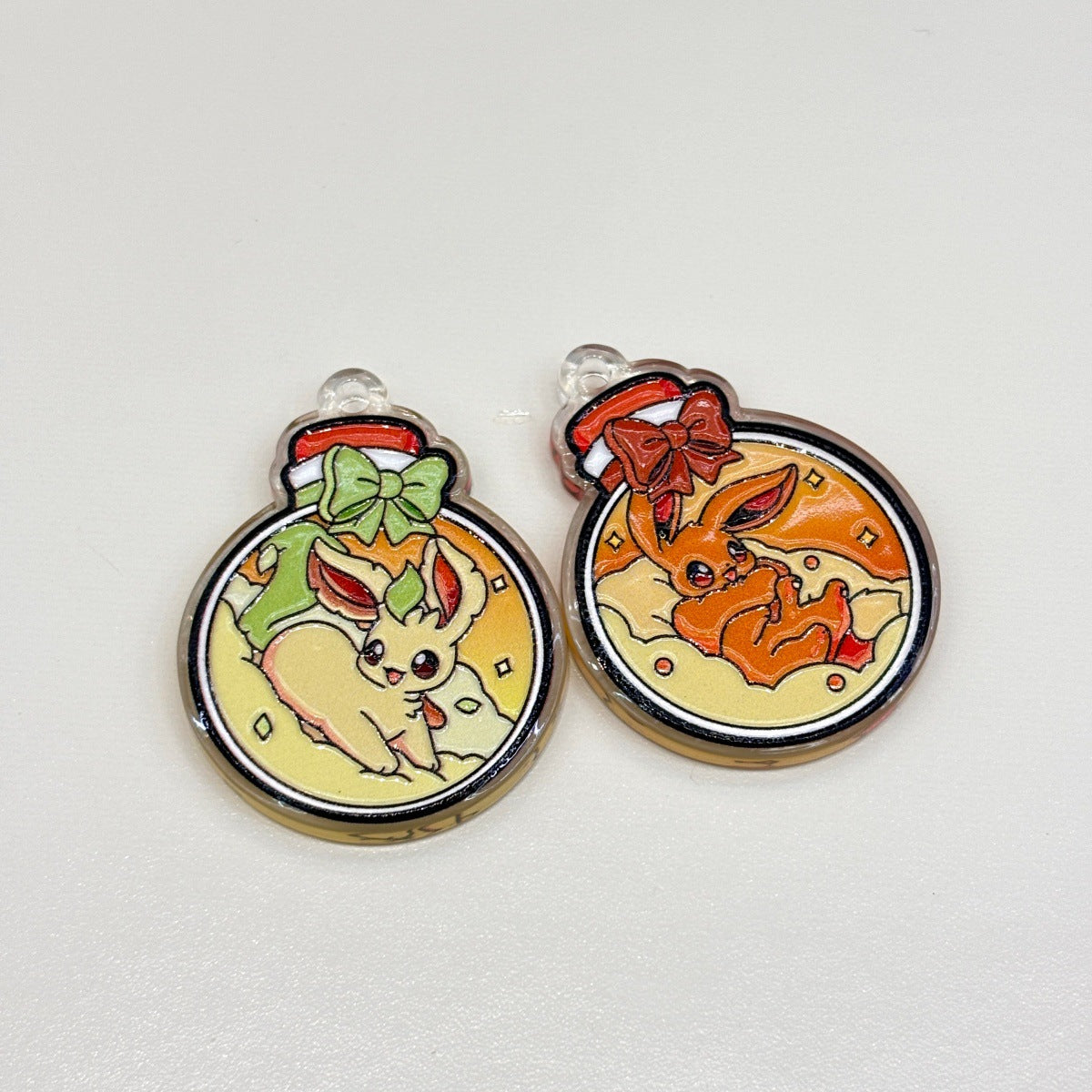 Cute Elemental Fox Creatures Potion Bottle Acrylic Charms, Kawaii Magic Jar Dangle Pendants for Keychains, Wristlets, Beadable Pens & Bag Clips