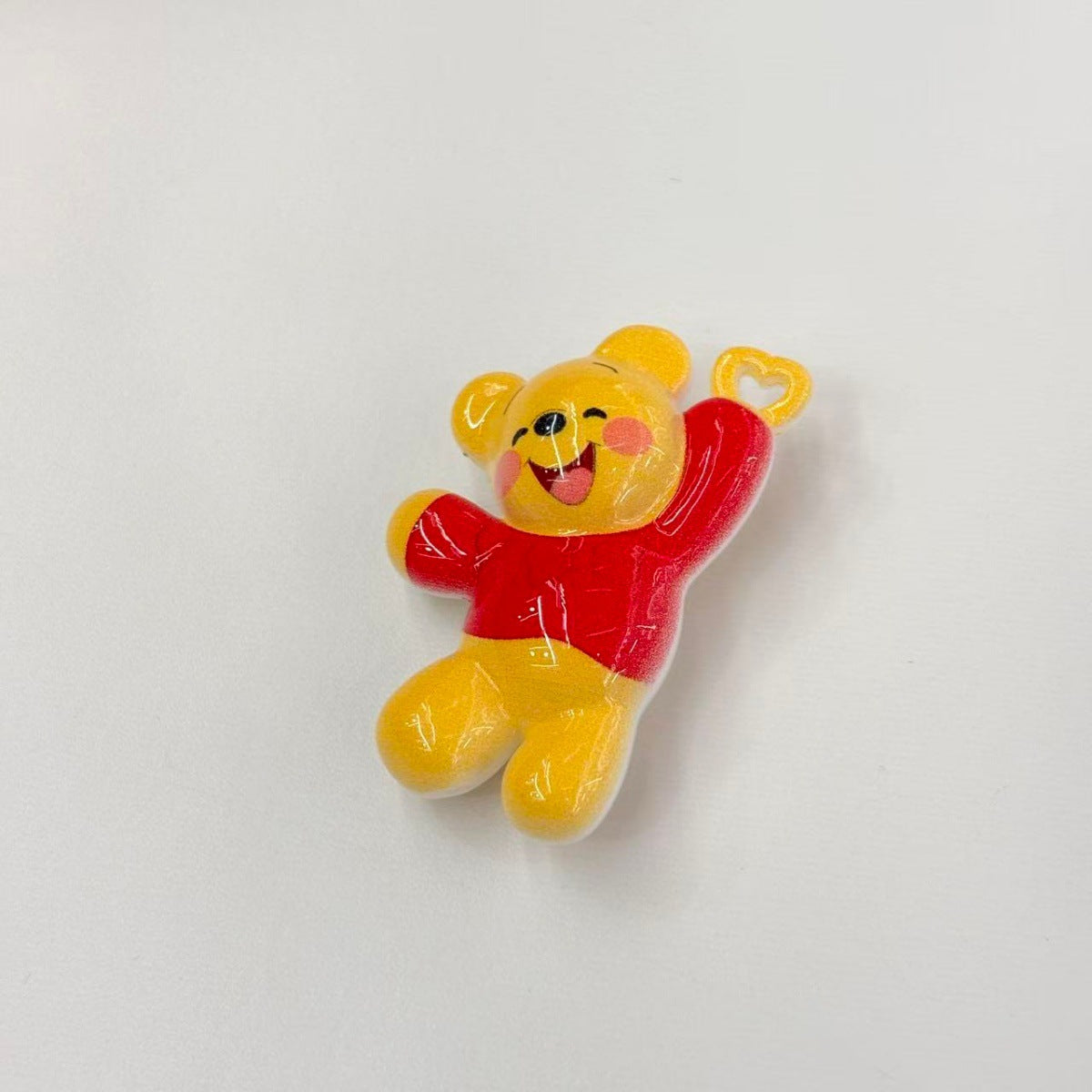 Cute Yellow Honey Bear Acrylic Focal Beads, Sweet Red Shirt Teddy Bear Charms with Heart Hand for DIY Beadable Pens, Keychains & Crafts