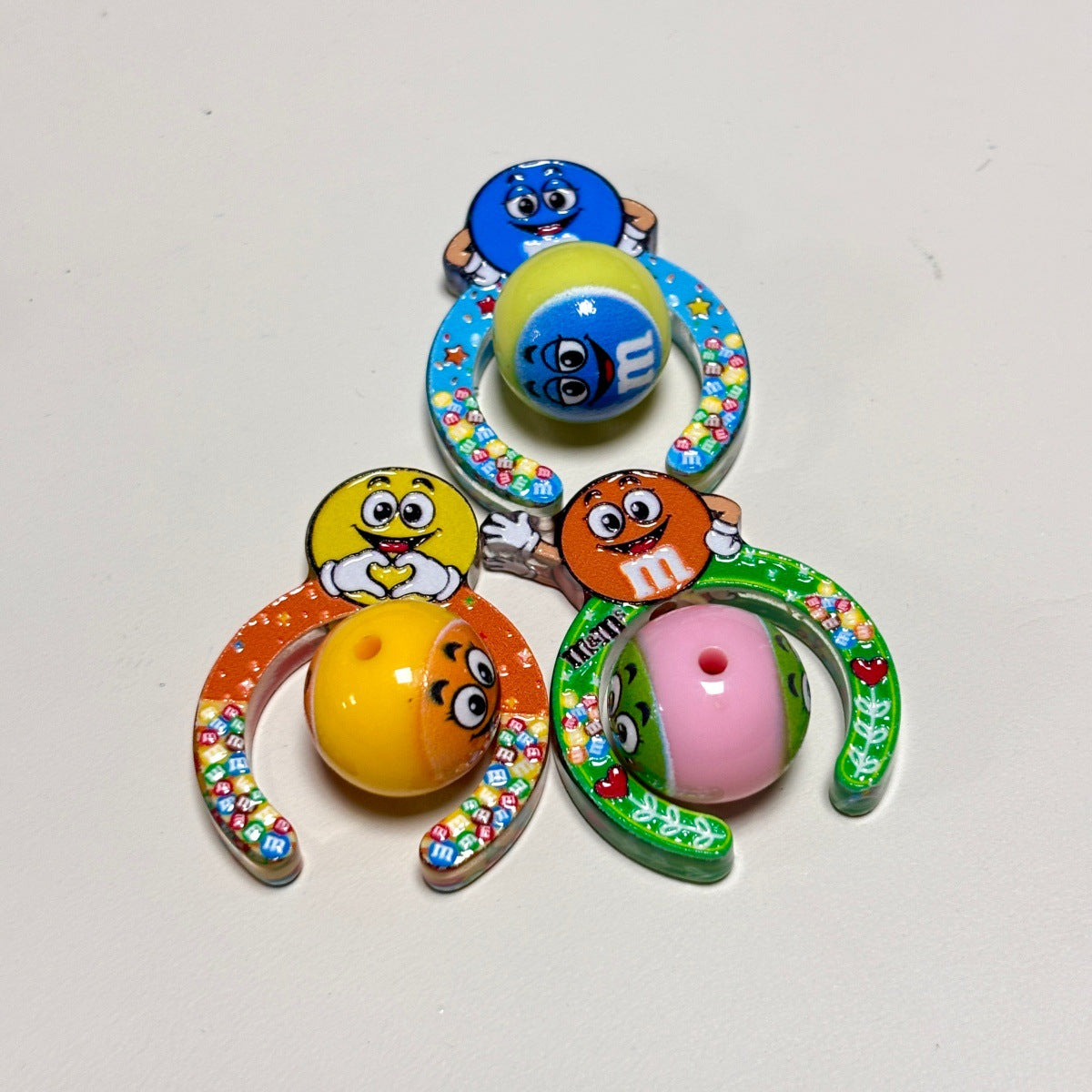 Cute Chocolate Candy Mascot Hug Frame Focal Beads, Cartoon Sweet Bean Spacer Charms for DIY Beadable Pens, Keychains & Wristlets