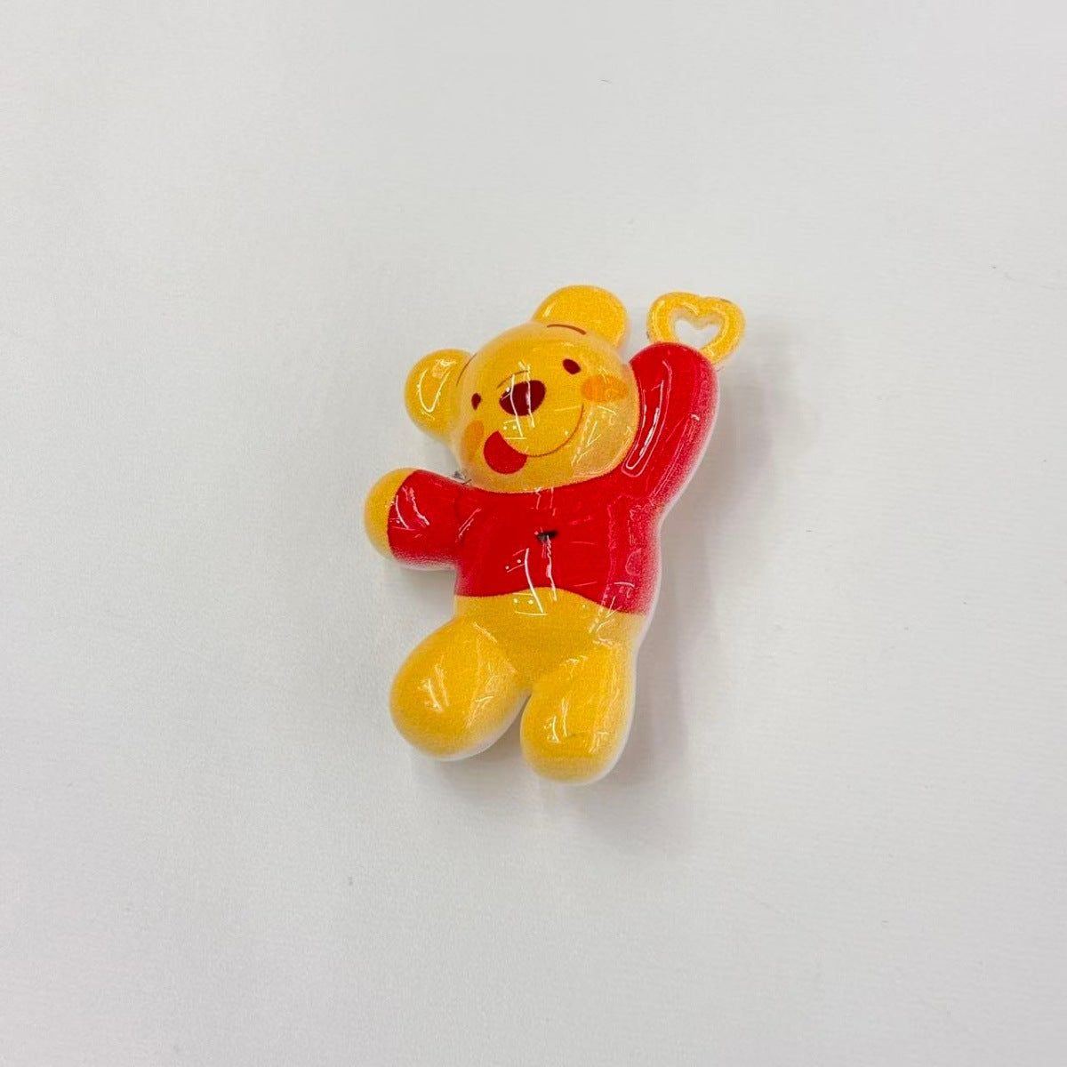 Cute Yellow Honey Bear Acrylic Focal Beads, Sweet Red Shirt Teddy Bear Charms with Heart Hand for DIY Beadable Pens, Keychains & Crafts