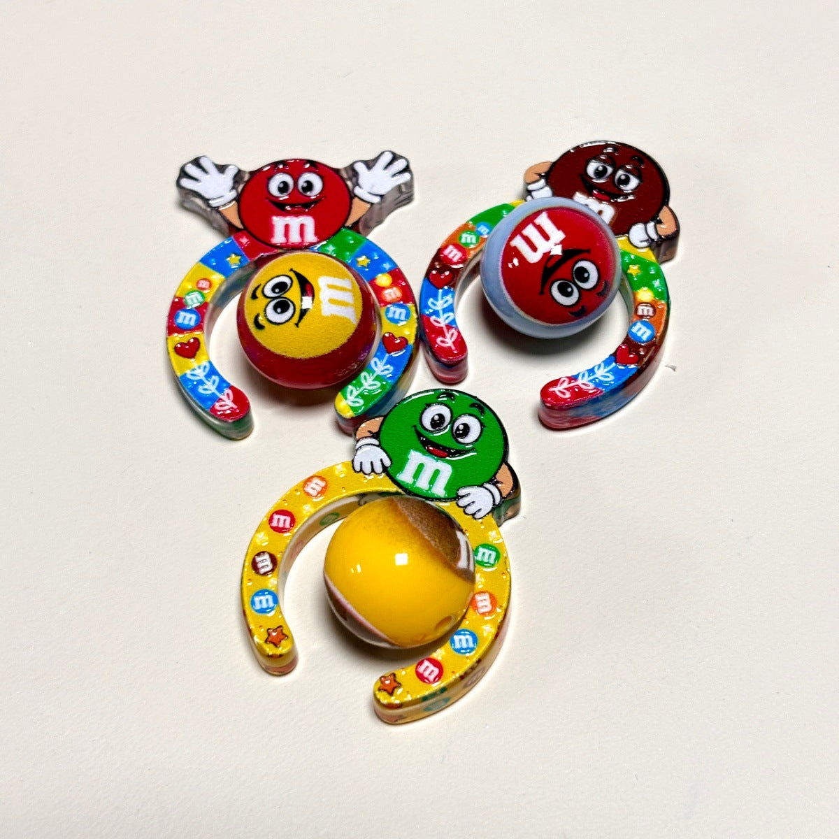 Cute Chocolate Candy Mascot Hug Frame Focal Beads, Cartoon Sweet Bean Spacer Charms for DIY Beadable Pens, Keychains & Wristlets
