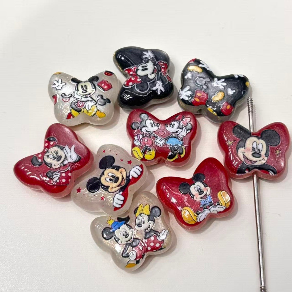 Butterfly Glitter Focal Beads, Cute Magical Mouse Print Acrylic/Resin Beads for Beadable Pens, Keychains & DIY Crafts