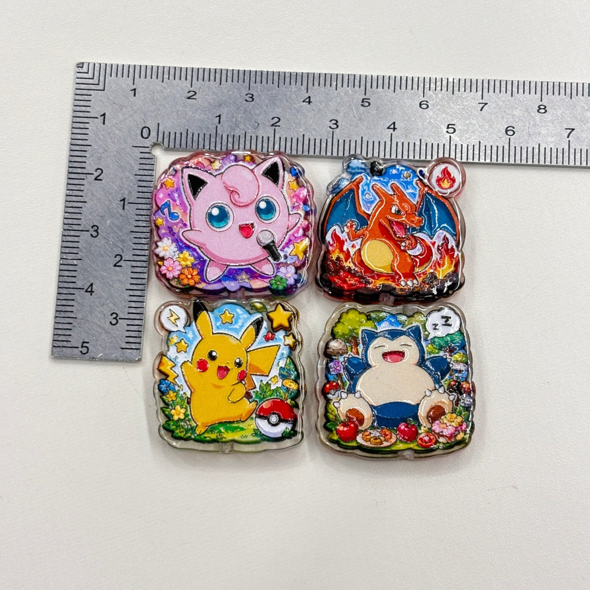Square Anime Monster Scene Acrylic Focal Beads, Battle Pocket Creature Resin Beads for Beadable Pens, Keychains & DIY Crafts