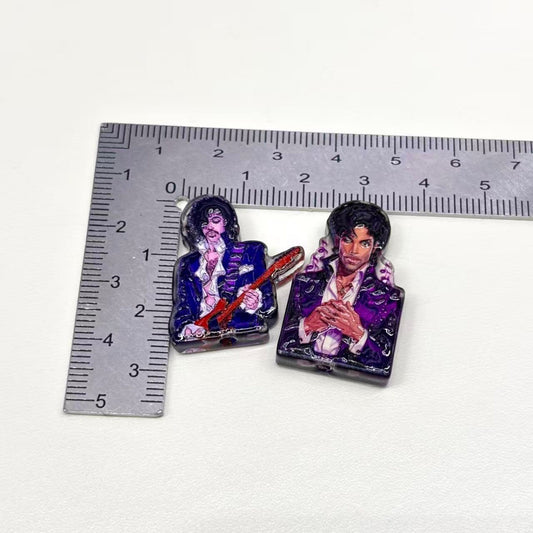 Purple Legend Rock Star Acrylic Focal Beads, 80s Pop Icon Guitarist Character Beads for Beadable Pens, Keychains & DIY Crafts