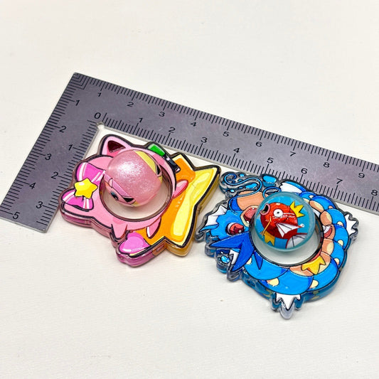 Pokemon Rotating Spinner Anime Monster Acrylic Focal Beads, Hollow Frame Center Ball Beads for DIY Beadable Pens, Keychains & Crafts