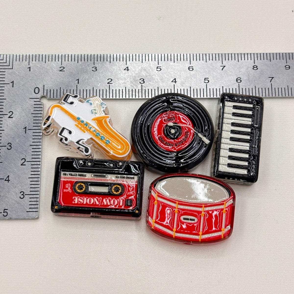 Retro Musical Instruments Acrylic Focal Beads, Guitar Vinyl Record & Piano Beads for Beadable Pens, Keychains & DIY Crafts